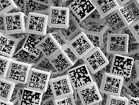 Cubes with QR codes. 3d rendered illustration.の写真素材