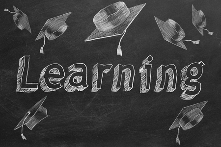 Hand drawing text LEARNINGの写真素材