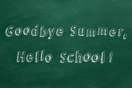 Goodbye Summer, Hello School! Hand drawing text.の写真素材