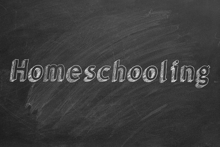 Homeschooling. Blackboard lettering.の写真素材