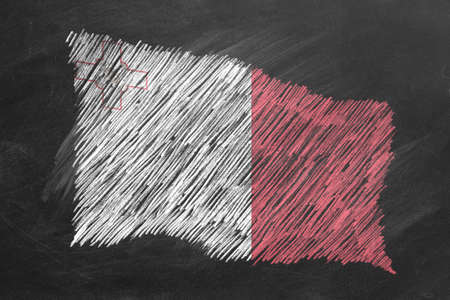National Flag of Malta. Chalk drawn illustration.の写真素材