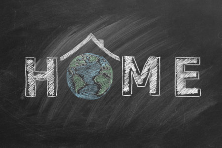 Home. Chalk drawn illustration.の写真素材