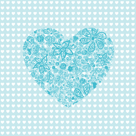 Hearts seamless pattern blueのイラスト素材