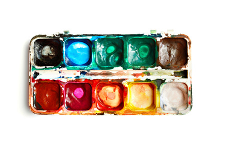 Watercolor pallete isolated on white