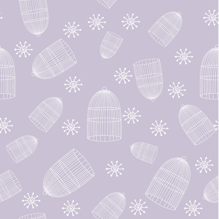 Seamless pattern. Bird cages background.のイラスト素材