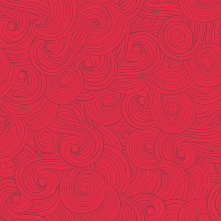 Vector seamless abstract pattern hand drawn background with waves and cloudsのイラスト素材