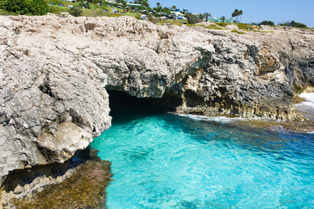 Tropical sea caves and a transparent turquoise sea water.の写真素材