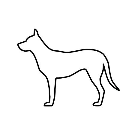 Vector image of an outline dog silhouette on white backgroundのイラスト素材
