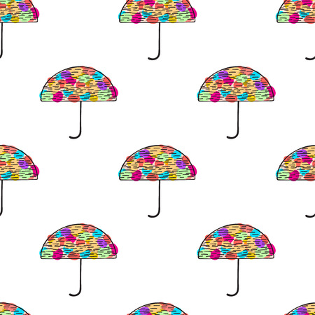 Umbrella seamless pattern. Cute colorful autumn background.のイラスト素材