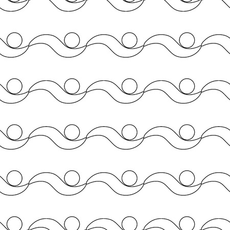 Wave and polka geometric seamless pattern. Fashion graphic background design. Modern stylish abstract texture. Monochrome template for prints, textiles, wrapping, wallpaper, website etc. VECTOR illustrationのイラスト素材