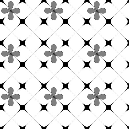 Flower and square seamless pattern.Fashion graphic background design. Modern stylish abstract texture. Monochrome template for prints, textiles, wrapping, wallpaper, website etc. VECTOR illustrationのイラスト素材