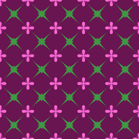 Green star and pink flower seamless pattern. Fashion graphic background design. Modern stylish abstract texture. Colorful template for prints, textiles, wrapping, wallpaper, website etc VECTOR illustrationのイラスト素材