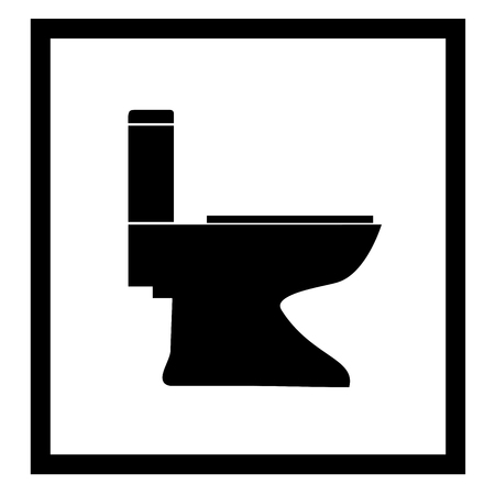 Toilet icon in black square on white background. Symbol sanitary clean. Sign warning  do toilet. Flat vector image. Vector illustration.のイラスト素材