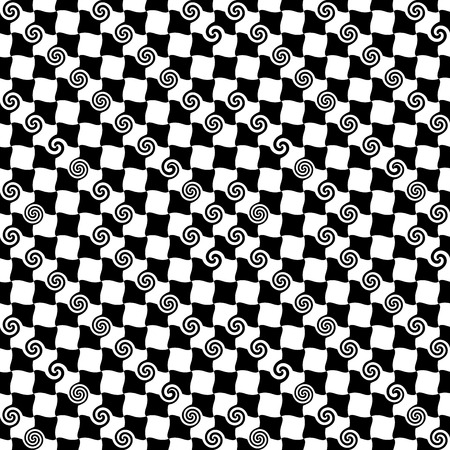 Square and spiral seamless pattern. Fashion graphic background design. Modern stylish abstract texture. Monochrome template for prints, textiles, wrapping, wallpaper, website. VECTOR illustrationのイラスト素材