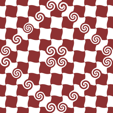 Spiral and square red seamless pattern. Fashion graphic background design. Modern stylish abstract texture. Colorful template for prints, textiles, wrapping, wallpaper, website. VECTOR illustrationのイラスト素材