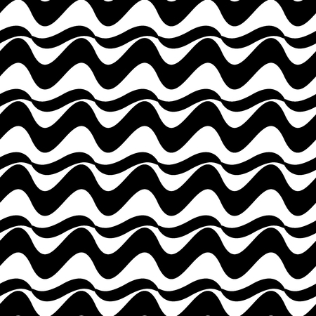 Wavy line seamless pattern. Fashion graphic background design. Modern stylish abstract texture. Monochrome template for prints, textiles, wrapping, wallpaper, website etc. VECTOR illustrationのイラスト素材