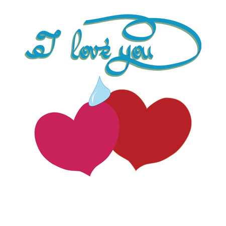 T shirt typography graphic with quote I love you. Fashion print for sports wear. Template for t shirt, apparel, card, poster. Design element. Heart couple symbol of love. Vector illustrationのイラスト素材