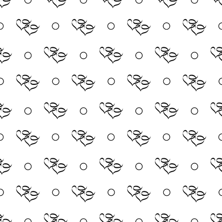 Heart two and circle seamless pattern. Fashion graphic background design. Abstract texture. Monochrome template for prints, textiles, wrapping, wallpaper, website etc. Vector illustrationのイラスト素材