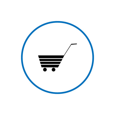 Trolley or the transportation of luggage. Isolated sign cart do shopping in store. Symbol trade, buy, sale. Monochrome silhouette illustration transport retail. Design element. Vector illustrationのイラスト素材