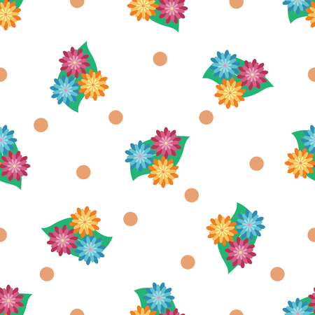 Flower and leaf seamless pattern. Fashion graphic background design. Modern stylish abstract texture. Colorful template for prints, textiles, wrapping, wallpaper, website etc. Vector illustrationのイラスト素材