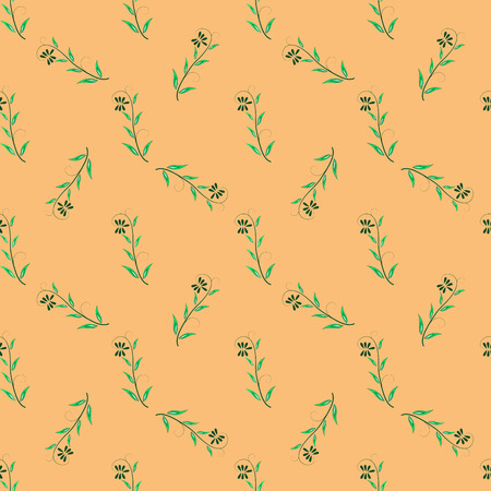 Twig green on orange background. Fashion graphic background design. Modern stylish abstract texture. Colorful template for prints, textiles, wrapping, wallpaper. Design element. Vector illustrationのイラスト素材