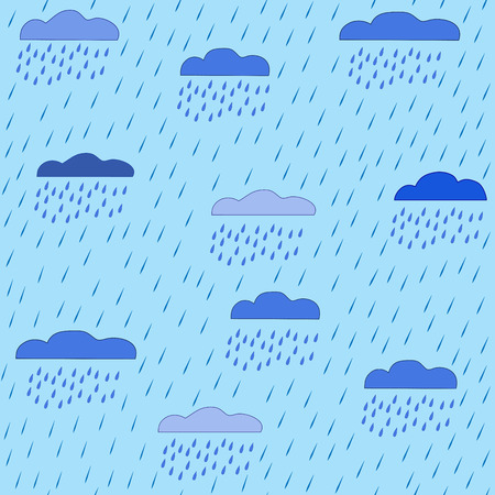 Rain and cloud seamless pattern. Fashion graphic background design. Modern flat stylish abstract texture. Colorful template for prints, textiles, wrapping, wallpaper, website etc. Vector illustrationのイラスト素材
