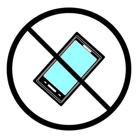 No call sign. Isolated on white background. No telephone symbol on white mark. No telephone ban sign picture. Red sticker vector illustration. Flat vector image. Vector illustration.のイラスト素材