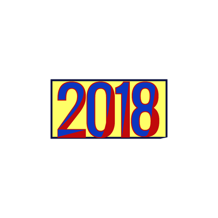 Colorful line numbers for New Year 2018 with an outline in yellow squareのイラスト素材