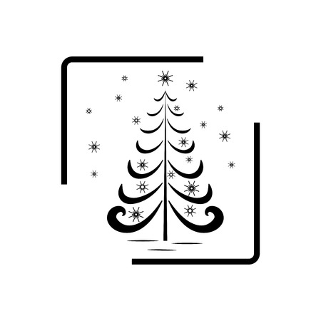 Christmas tree in a square cardのイラスト素材