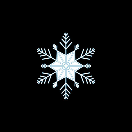 Silhouette white snowflake on black background. Modern stylish abstract texture monochrome template for prints, textiles, wrapping, wallpaper. Isolated design graphic element. Flat vector illustrationのイラスト素材