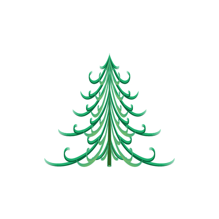 Silhouette design green spruce on white background. Modern stylish abstract texture. Colorful template for prints, textiles, wallpaper. Isolated graphic element. Flat vector image. Vector illustrationのイラスト素材