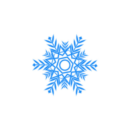 Snowflake sign. Silhouette design blue snowflake on white background. Symbol of Christmas holiday season. Colorful template for prints, card. Isolated graphic element. Flat vector illustrationのイラスト素材