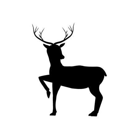 Deer isolated symbol christmas holiday season. Fashion graphic background design. Isolated graphic element. Flat vector image. Monochrome template for prints, card, banner, etc. Vector illustrationのイラスト素材