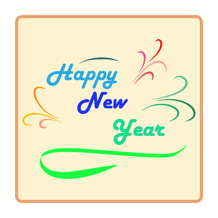 Happy New Year hand lettering on light background. Fashion graphic background design. Modern stylish abstract texture. Colorful template for prints, textiles, wrapping, wallpaper. Vector illustration.のイラスト素材