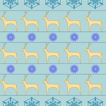 Deer and snowflake seamless pattern. Fashion graphic background design. Modern stylish abstract texture. Colorful template for prints, textiles, wrapping, wallpaper,etc. Vector illustrationのイラスト素材