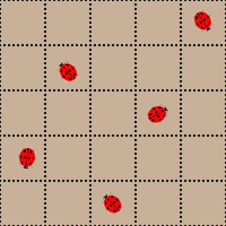 Ladybird in brown square seamless pattern. Fashion graphic background design. Modern stylish abstract texture. Colorful template for prints, textiles, wrapping, wallpaper, website. Vector illustrationのイラスト素材