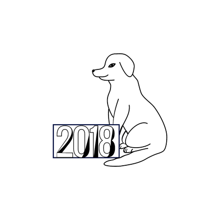 Dog is a symbol of the 2018 Chine New Year. Fashion graphic background design. Modern stylish abstract texture. Monochrome template for prints, textiles, wrapping, wallpaper, etc. Vector illustrationのイラスト素材