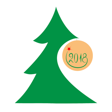 Simple christmas tree original New Year card. Fashion graphic background design. Modern stylish abstract texture. Design flat element. Colorful template for prints, card, poster. Vector illustrationのイラスト素材