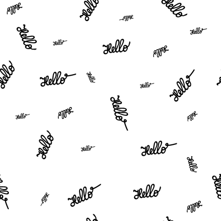 Lettering hello seamless pattern. Fashion graphic background design. Modern stylish abstract texture. Monochrome template for prints, textiles, wrapping, wallpaper, website. Vector illustrationのイラスト素材