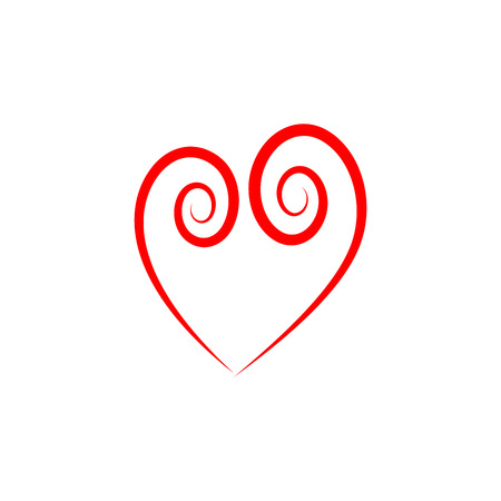 Heart of ribbon sign. Color icon on white background. Symbol linked, join, love, passion and wedding. Template for t shirt, apparel, card, poster, valentine day. Design element.のイラスト素材