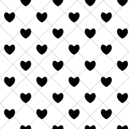 Heart black on square seamless pattern. Fashion graphic design. Modern stylish texture.のイラスト素材