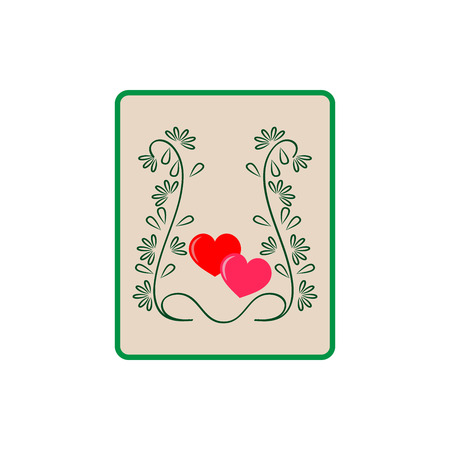 Heart and twig in square card. Fashion graphic background. Modern stylish abstract texture. Colorful template for prints, textiles, wrapping, wallpaper, etc. Design element. Vector illustrationのイラスト素材