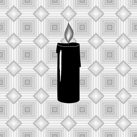 Candle light on square. Fashion romantic graphic design element. Modern stylish symbol birthday, love, holiday, romantic dinner. Monochrome template for prints, textiles, icon. Vector illustration.のイラスト素材