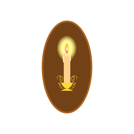 Candle light in oval, fashion romantic graphic design flat element. Modern stylish symbol birthday, love, holiday, romantic dinner. Colorful template for prints, textiles vector illustration.のイラスト素材