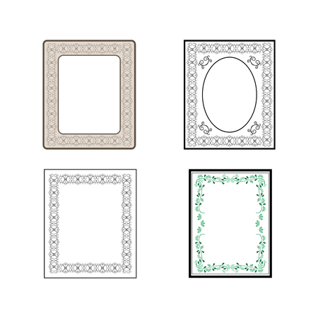 Frame rectangle of twig set. Fashion graphic background. Modern stylish abstract texture. Monochrome template for prints, textiles, wrapping, wallpaper, etc. Design element. Vector illustrationのイラスト素材