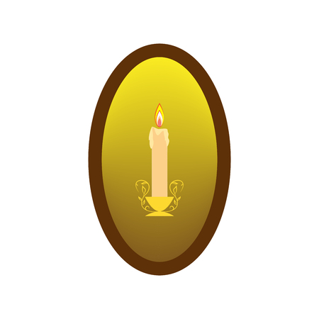 Candle light in oval. Fashion romantic graphic design flat element. Modern stylish symbol birthday, love, holiday, romantic dinner. Colorful template for prints, textiles, icon. Vector illustration.のイラスト素材