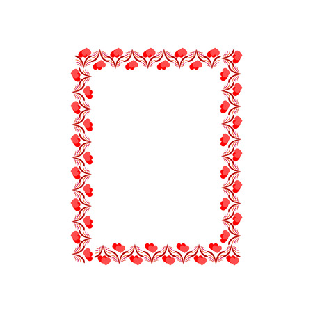 Frame rectangle of twig and heart card. Fashion graphic background. Modern stylish abstract texture. Colorful template for prints, textiles, wrapping, wallpaper. Design element. Vector illustrationのイラスト素材