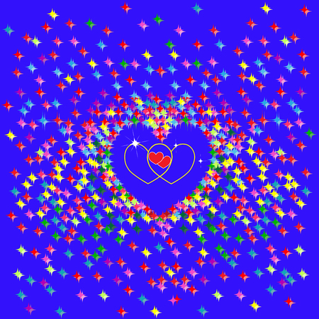 Star around heart background. Romantic symbol linked, join, love, passion and wedding.のイラスト素材