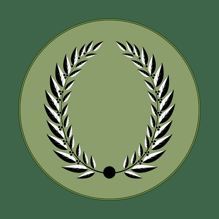 Laurel wreath reward. Modern symbol of victory and award achievement champion. Leaf ceremony awarding of winner tournament. Colorful template for badge, tag, etc. Design element. Vector illustrationのイラスト素材