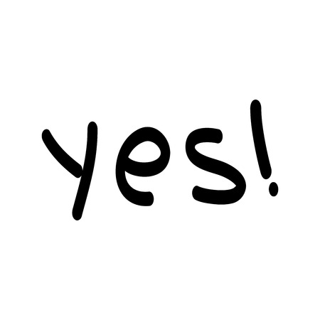 Lettering yes sign. Symbol positive marks. Agree choice sticker. Template for t shirt, apparel, card, poster etc. Flat vector image. Vector illustrationのイラスト素材